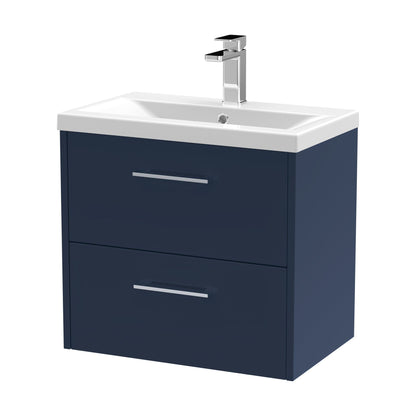 [BFPF2924A] Winshill Contemporary 2 Drawer Wall Hung Vanity Unit with Mid-Edge Basin, Dark Blue, 600mm - Cutout