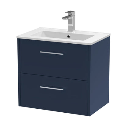 [BFPF2924B] Winshill Contemporary 2 Drawer Wall Hung Vanity Unit with Minimalist Basin, Dark Blue, 600mm - Cutout