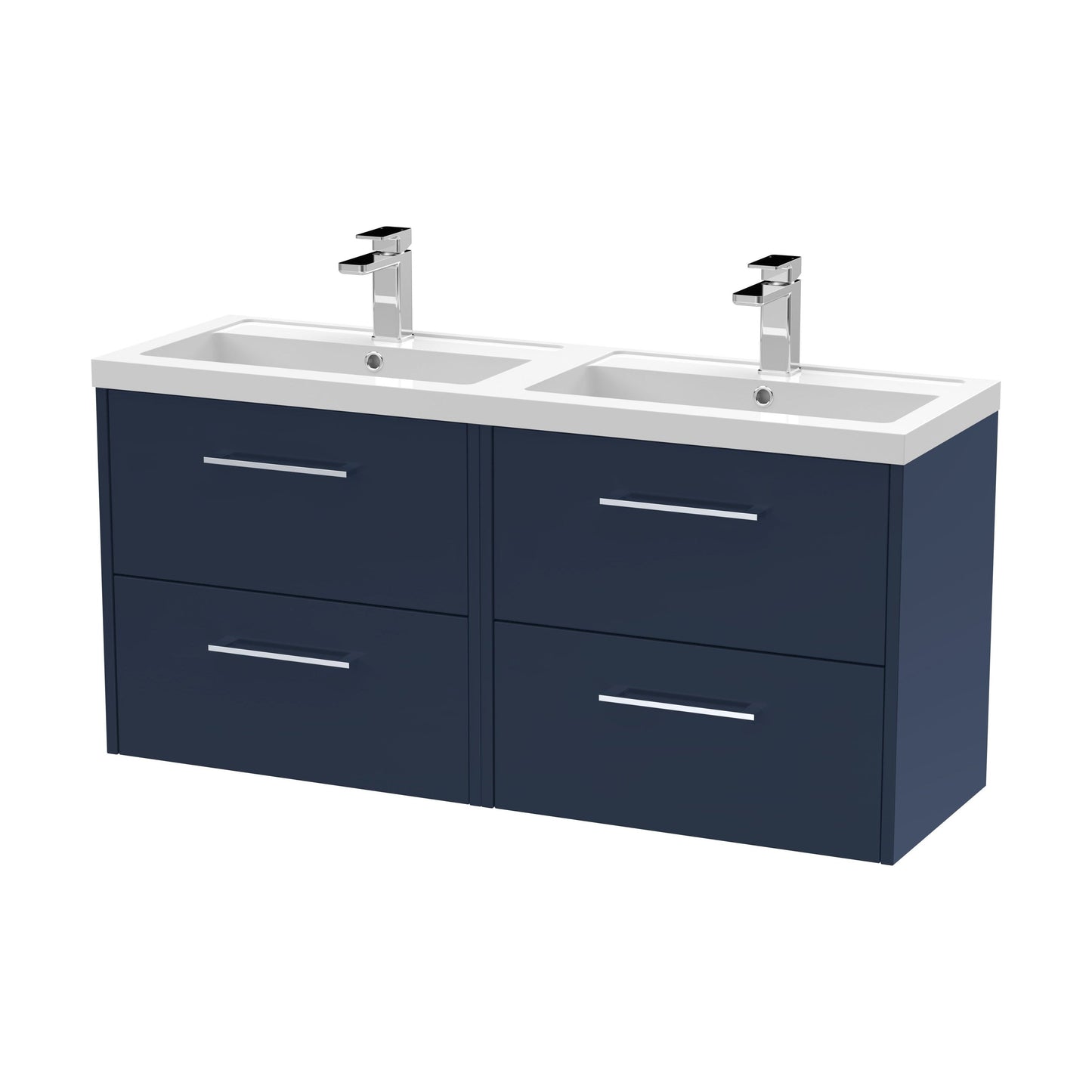 [BFPF2924C] Winshill Contemporary 4 Drawer Wall Hung Vanity Unit with Double Basin, Dark Blue, 1200mm - Cutout