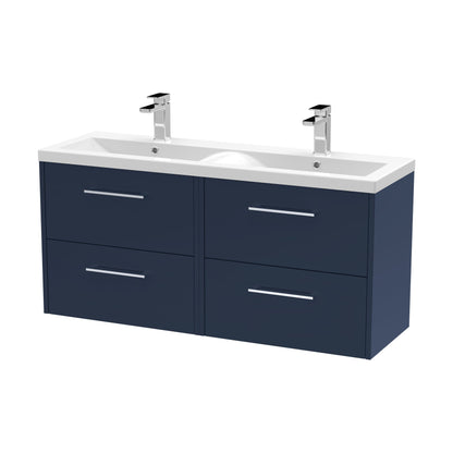 [BFPF2924F] Winshill Contemporary 4 Drawer Wall Hung Vanity Unit with Double Basin, Dark Blue, 1200mm - Cutout