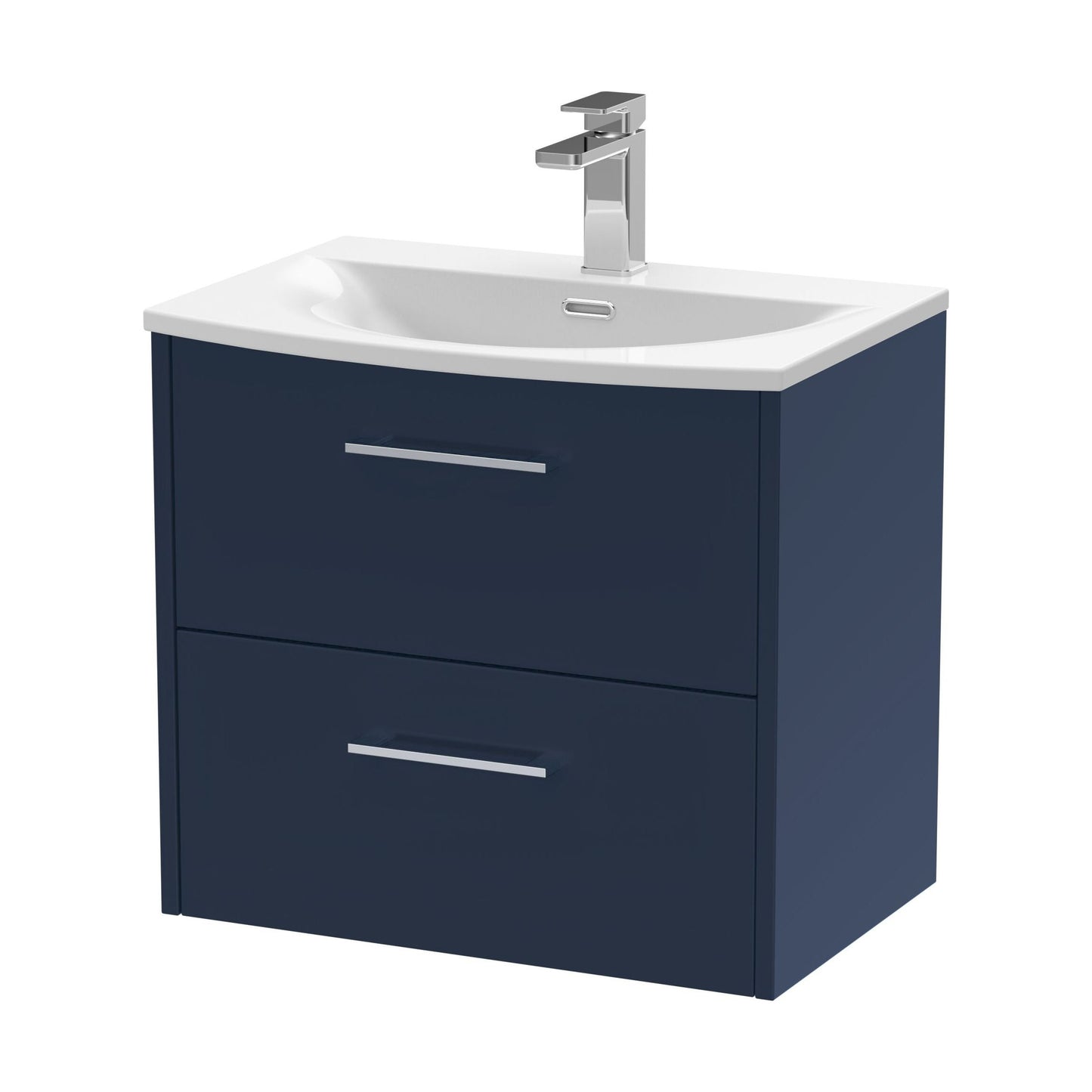 [BFPF2924G] Winshill Contemporary 2 Drawer Wall Hung Vanity Unit with Curved Basin, Dark Blue, 600mm - Cutout