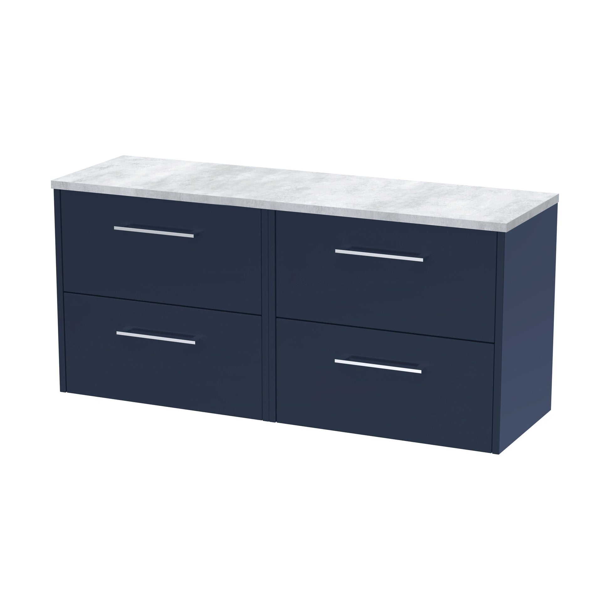 [BFPF2924LBG2] Winshill Contemporary 4 Drawer Wall Hung Vanity Unit with Laminate Worktop, Dark Blue, 1200mm - Cutout