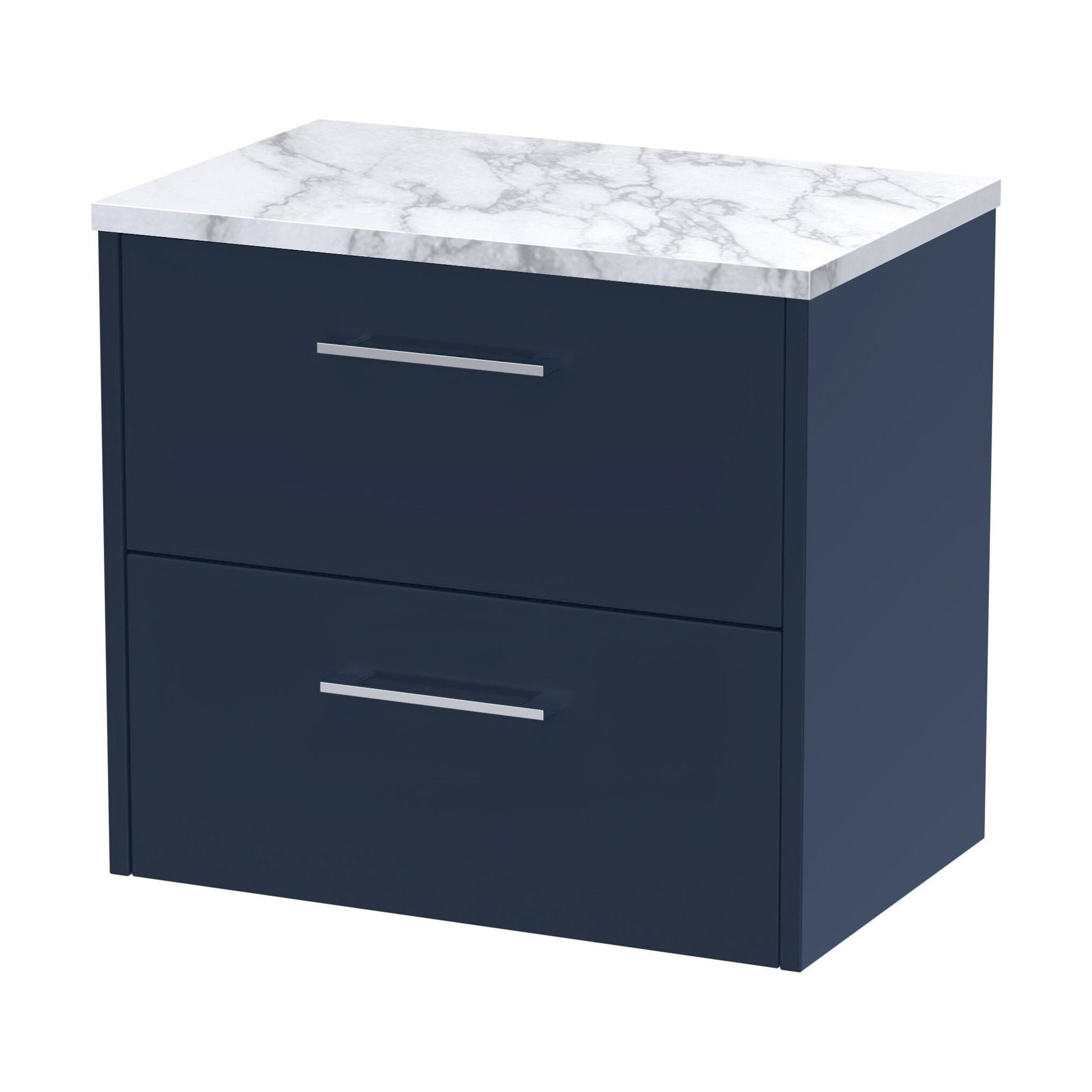 [BFPF2924LCM] Winshill Contemporary 2 Drawer Wall Hung Vanity Unit with Laminate Worktop, Dark Blue, 600mm - Cutout