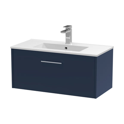 [BFPF2925B] Winshill Contemporary 1 Drawer Wall Hung Vanity Unit with Minimalist Basin, Dark Blue, 800mm - Cutout