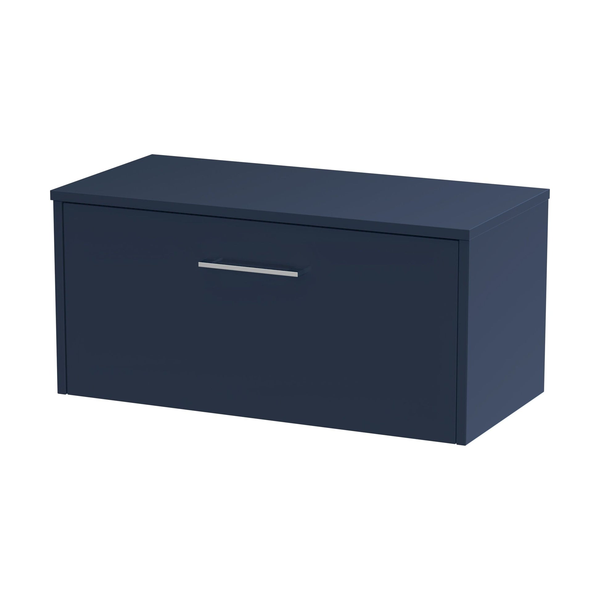 [BFPF2925W] Winshill Contemporary 1 Drawer Wall Hung Vanity Unit with Worktop, Dark Blue, 800mm - Cutout