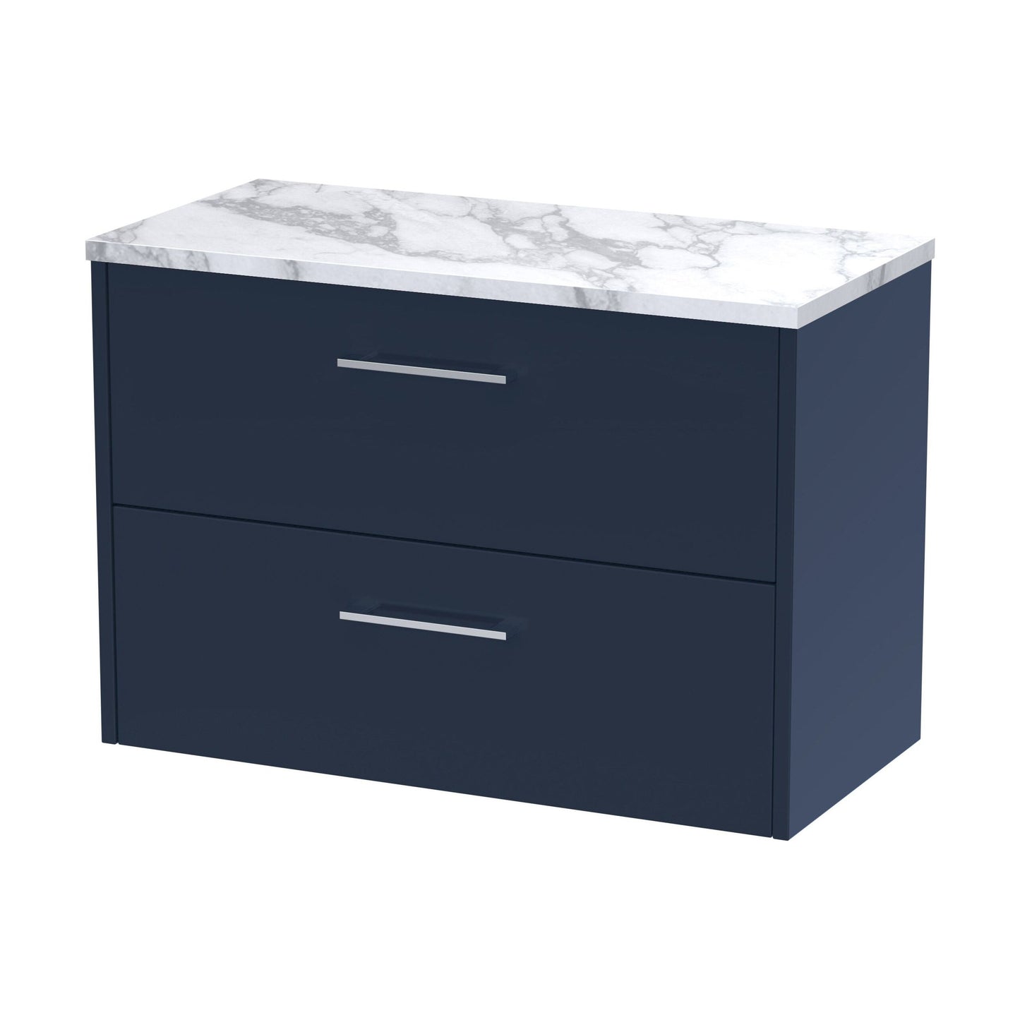 [BFPF2926LCM] Winshill Contemporary 2 Drawer Wall Hung Vanity Unit with Laminate Worktop, Dark Blue, 800mm - Cutout