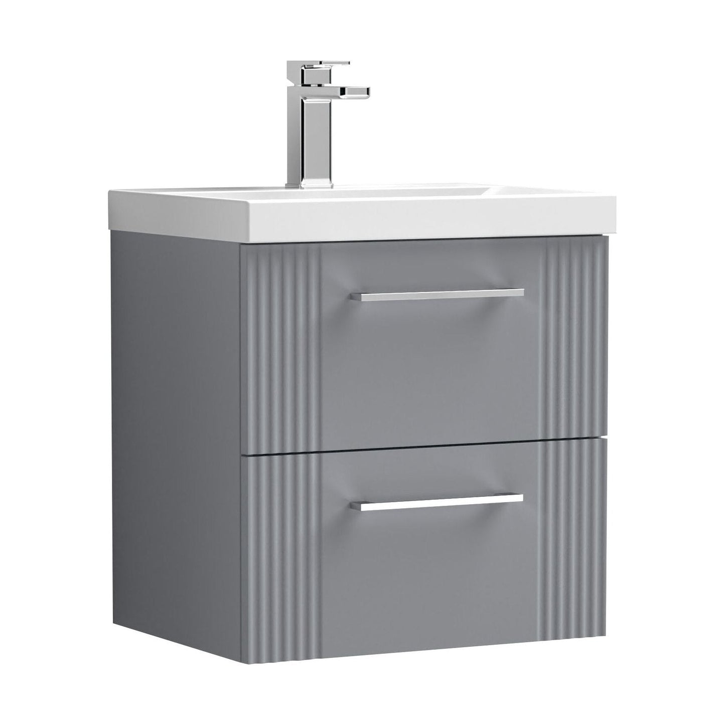 [BFPF292A] Belvide Partial Fluted 2 Drawer Wall Hung Vanity Unit with Mid-Edge 1 Tap Hole Ceramic Basin - Cutout