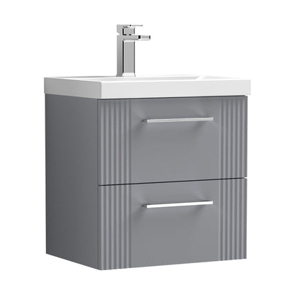 [BFPF292A] Belvide Partial Fluted 2 Drawer Wall Hung Vanity Unit with Mid-Edge 1 Tap Hole Ceramic Basin - Cutout