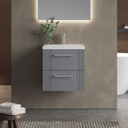 [BFPF292A] Belvide Partial Fluted 2 Drawer Wall Hung Vanity Unit with Mid-Edge 1 Tap Hole Ceramic Basin - Lifestyle 1