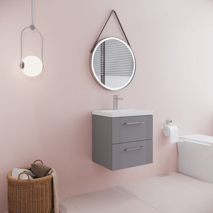 [BFPF292A] Belvide Partial Fluted 2 Drawer Wall Hung Vanity Unit with Mid-Edge 1 Tap Hole Ceramic Basin - Lifestyle 3