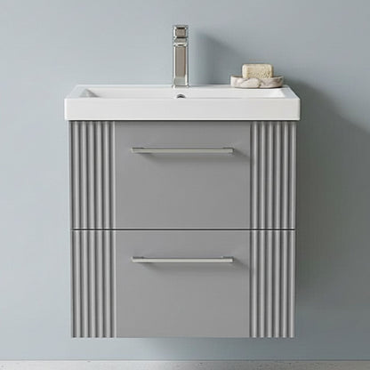 [BFPF292A] Belvide Partial Fluted 2 Drawer Wall Hung Vanity Unit with Mid-Edge 1 Tap Hole Ceramic Basin - Silo