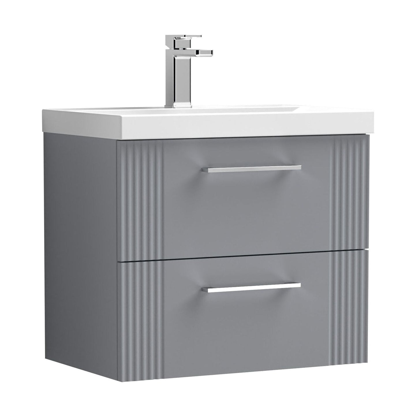 [BFPF293A] Belvide Partial Fluted 2 Drawer Wall Hung Vanity Unit with Mid-Edge 1 Tap Hole Ceramic Basin - Cutout