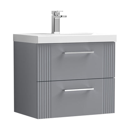 [BFPF293A] Belvide Partial Fluted 2 Drawer Wall Hung Vanity Unit with Mid-Edge 1 Tap Hole Ceramic Basin - Cutout