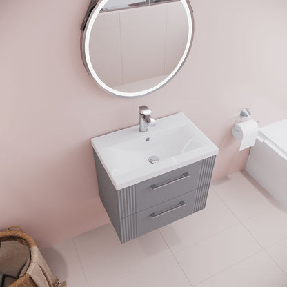 [BFPF293A] Belvide Partial Fluted 2 Drawer Wall Hung Vanity Unit with Mid-Edge 1 Tap Hole Ceramic Basin - Lifestyle 2