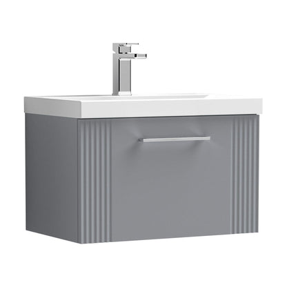 [BFPF294A] Belvide Partial Fluted 1 Drawer Wall Hung Vanity Unit with Mid-Edge 1 Tap Hole Ceramic Basin - Cutout
