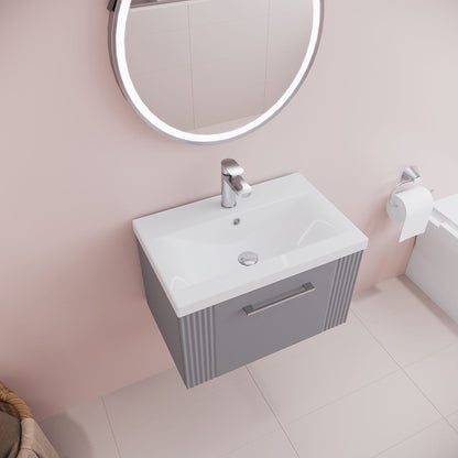 [BFPF294A] Belvide Partial Fluted 1 Drawer Wall Hung Vanity Unit with Mid-Edge 1 Tap Hole Ceramic Basin - Lifestyle 2