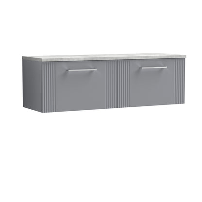 [BFPF294LBG2] Belvide Retro Partial Fluted 1 Drawer Wall Hung Vanity Unit with Bellato Grey Laminate Worktop, Choice of Colour - Cutout