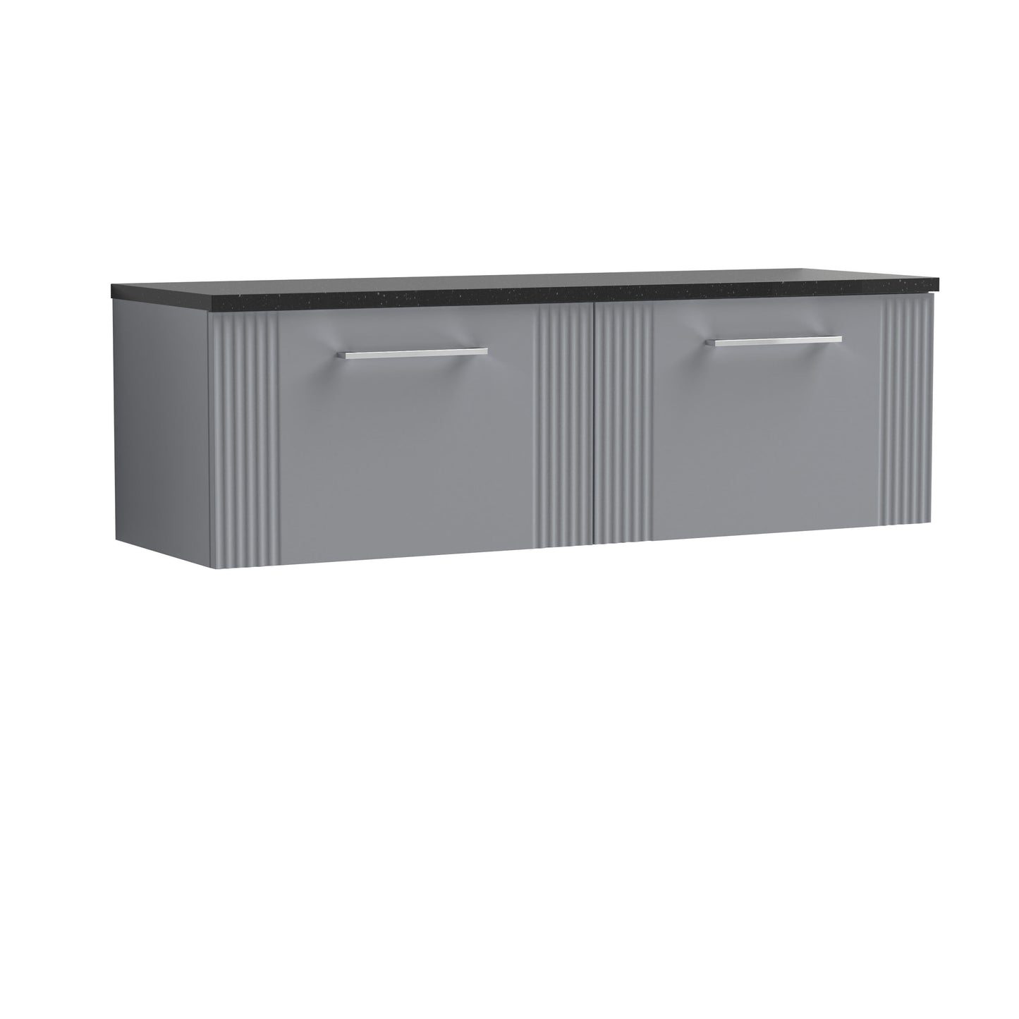 [BFPF294LSB2] Belvide Retro Partial Fluted 1 Drawer Wall Hung Vanity Unit with Sparkling Black Laminate Worktop, Choice of Colour - Cutout