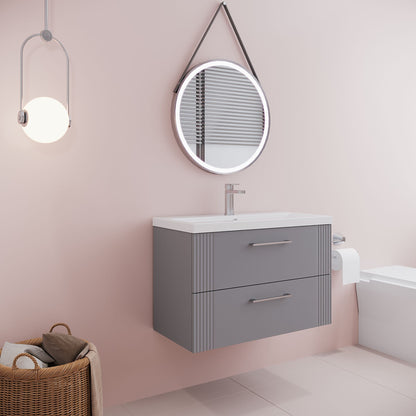 [BFPF295A] Belvide Partial Fluted 2 Drawer Wall Hung Vanity Unit with Mid-Edge 1 Tap Hole Ceramic Basin - Lifestyle 3