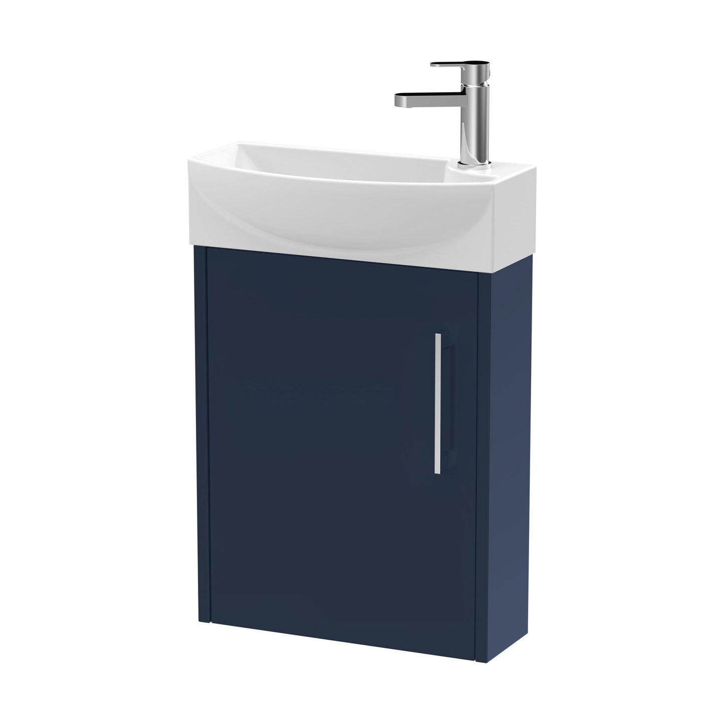 [BFPF2961L] Winshill Contemporary 1 Door Left-Hand Wall Hung Cloakroom Vanity Unit with Basin, Dark Blue, 440mm - Cutout