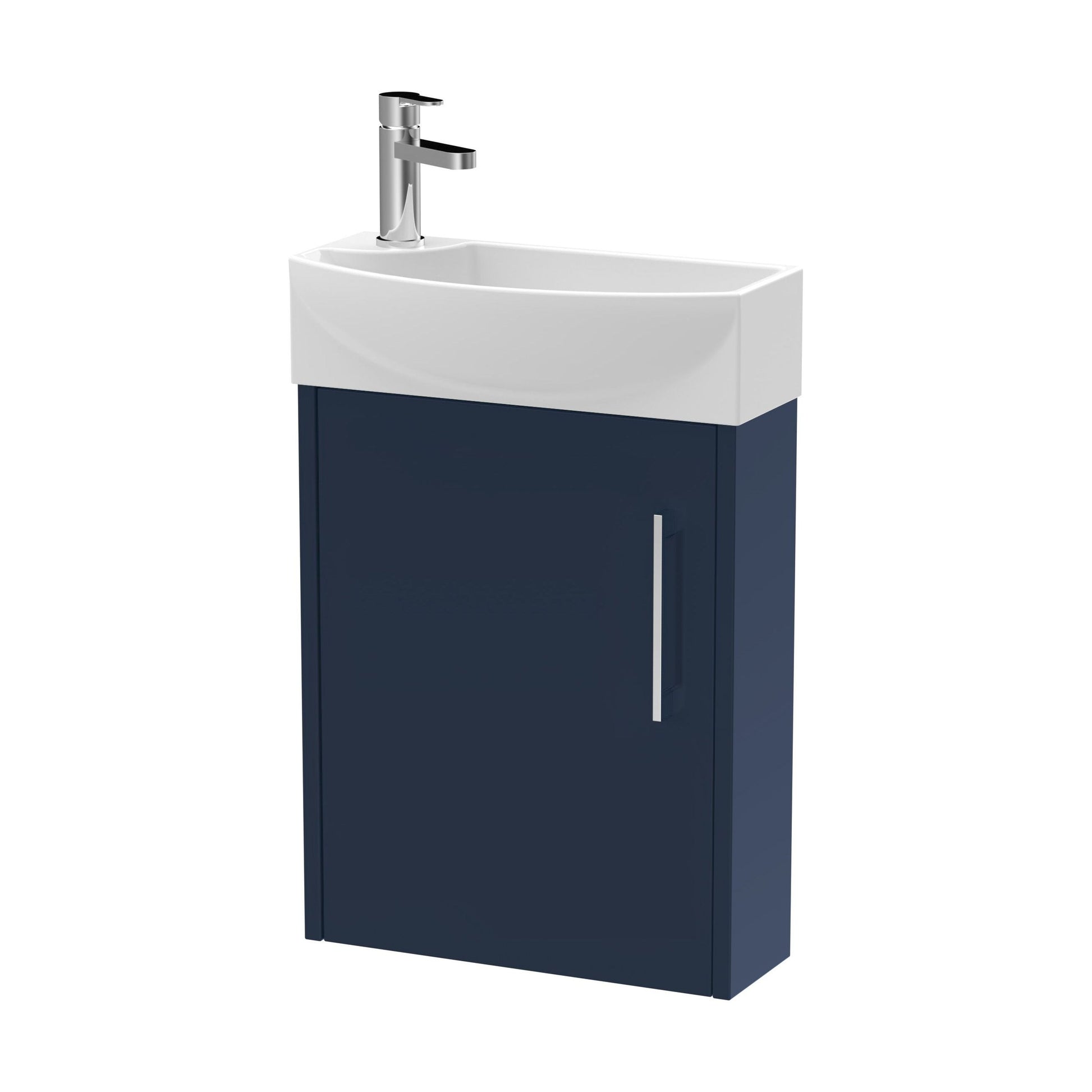 [BFPF2961R] Winshill Contemporary 1 Door Right-Hand Wall Hung Cloakroom Vanity Unit with Basin, Dark Blue, 440mm - Cutout