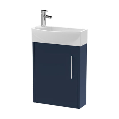 [BFPF2961R] Winshill Contemporary 1 Door Right-Hand Wall Hung Cloakroom Vanity Unit with Basin, Dark Blue, 440mm - Cutout