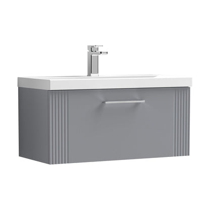 [BFPF296A] Belvide Partial Fluted 1 Drawer Wall Hung Vanity Unit with Mid-Edge 1 Tap Hole Ceramic Basin - Cutout
