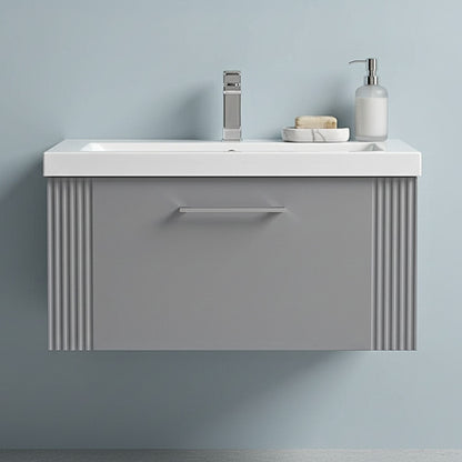 [BFPF296A] Belvide Partial Fluted 1 Drawer Wall Hung Vanity Unit with Mid-Edge 1 Tap Hole Ceramic Basin - Silo