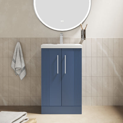 [BFPF323A] Belvide Partial Fluted 2 Door Floor Standing Vanity Unit with Mid-Edge 1 Tap Hole Ceramic Basin - Lifestyle 1