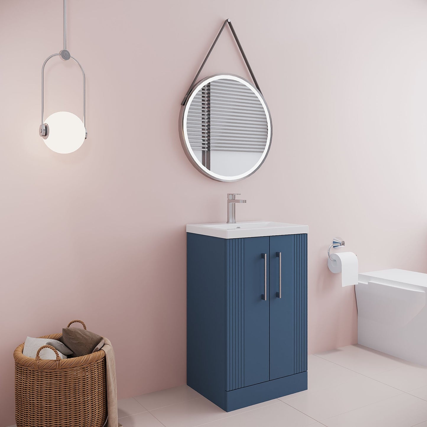 [BFPF323A] Belvide Partial Fluted 2 Door Floor Standing Vanity Unit with Mid-Edge 1 Tap Hole Ceramic Basin - Lifestyle 3
