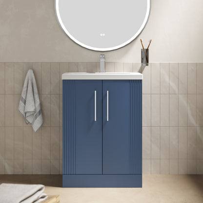 [BFPF325A] Belvide Partial Fluted 2 Door Floor Standing Vanity Unit with Mid-Edge 1 Tap Hole Ceramic Basin - Lifestyle 1