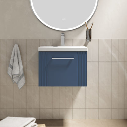 [BFPF391A] Belvide Partial Fluted 1 Drawer Wall Hung Vanity Unit with Mid-Edge 1 Tap Hole Ceramic Basin - Lifestyle 1