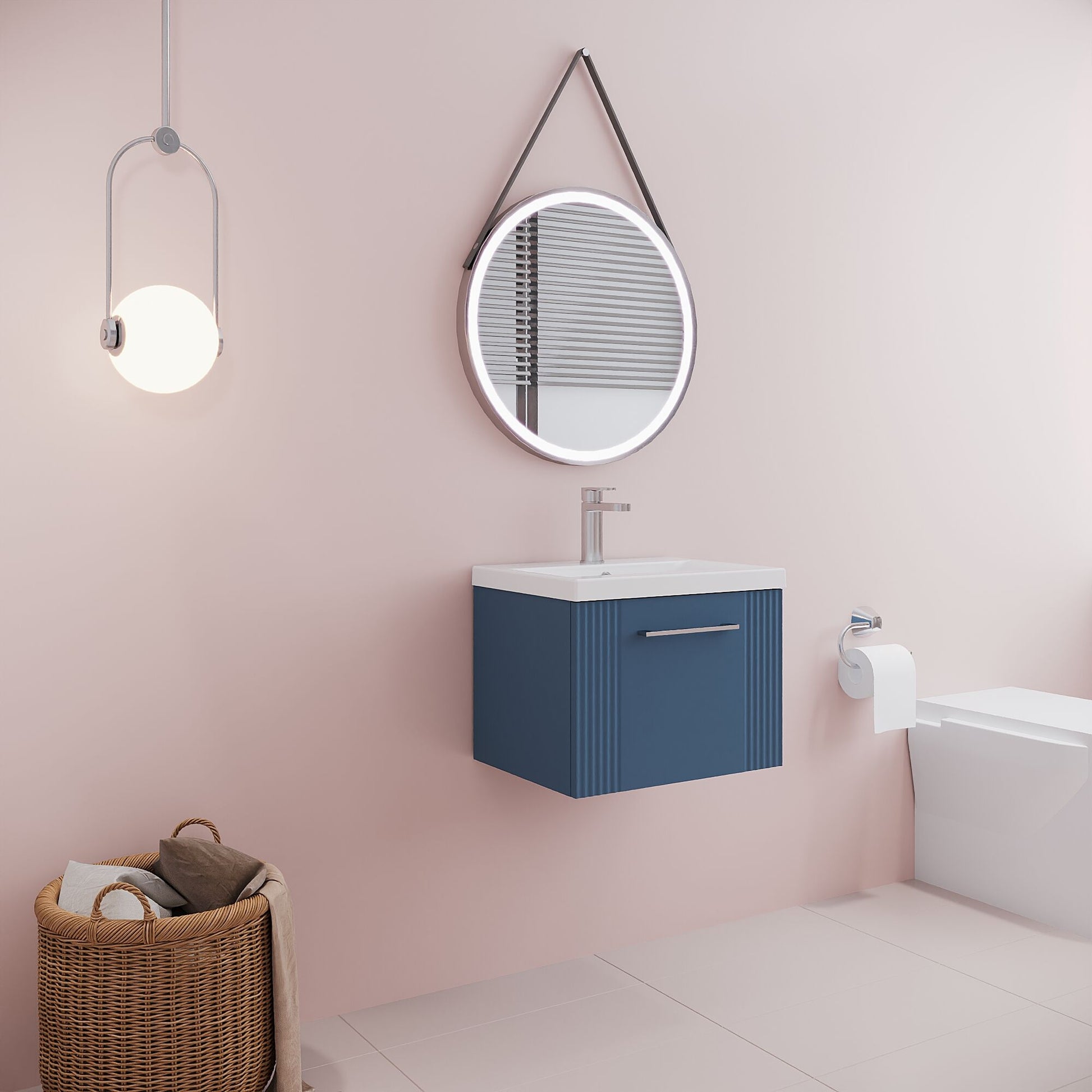 [BFPF391A] Belvide Partial Fluted 1 Drawer Wall Hung Vanity Unit with Mid-Edge 1 Tap Hole Ceramic Basin - Lifestyle 3