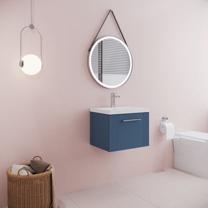 [BFPF391A] Belvide Partial Fluted 1 Drawer Wall Hung Vanity Unit with Mid-Edge 1 Tap Hole Ceramic Basin - Lifestyle 3