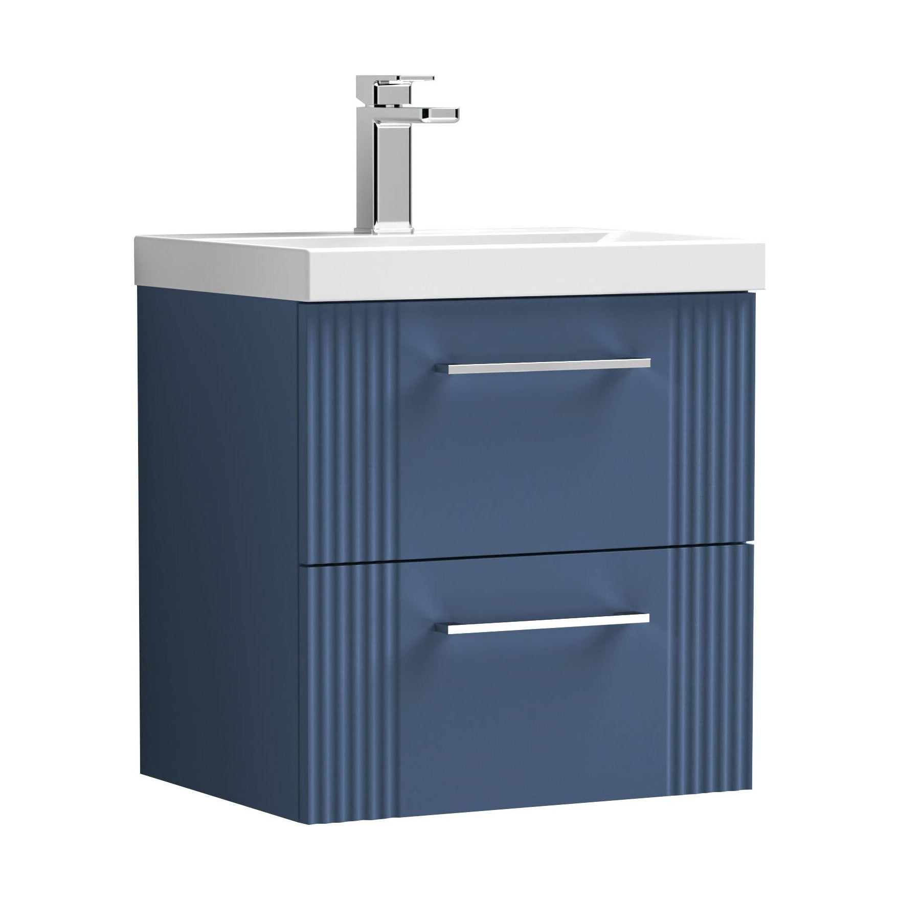 [BFPF392A] Belvide Partial Fluted 2 Drawer Wall Hung Vanity Unit with Mid-Edge 1 Tap Hole Ceramic Basin - Cutout
