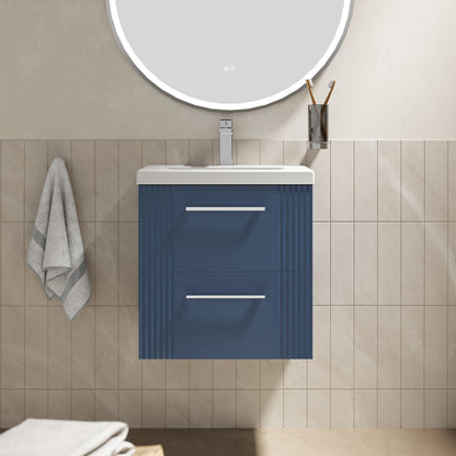 [BFPF392A] Belvide Partial Fluted 2 Drawer Wall Hung Vanity Unit with Mid-Edge 1 Tap Hole Ceramic Basin - Lifestyle 1