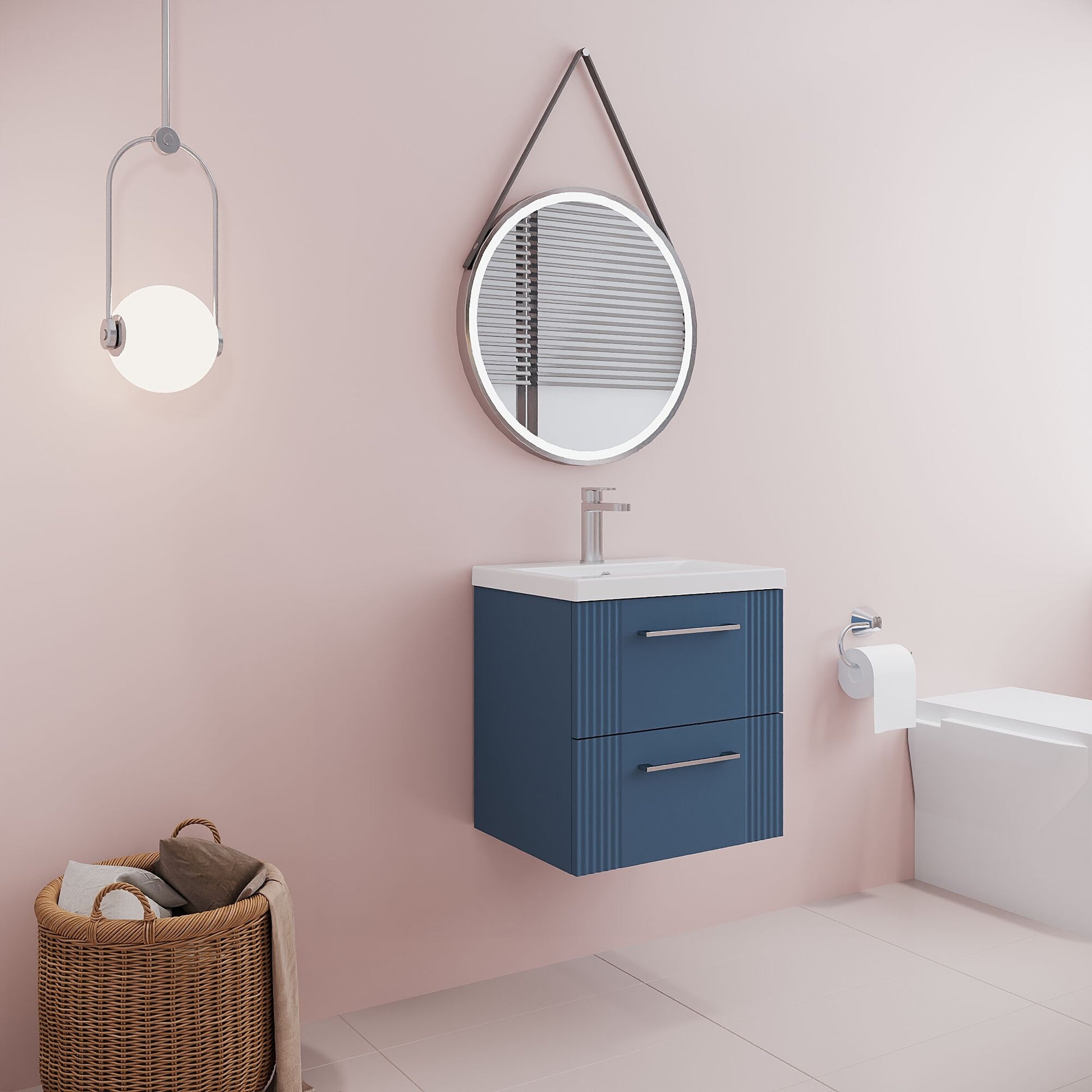 [BFPF392A] Belvide Partial Fluted 2 Drawer Wall Hung Vanity Unit with Mid-Edge 1 Tap Hole Ceramic Basin - Lifestyle 3