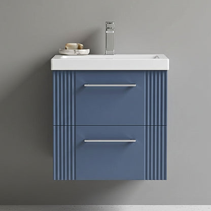 [BFPF392A] Belvide Partial Fluted 2 Drawer Wall Hung Vanity Unit with Mid-Edge 1 Tap Hole Ceramic Basin - Silo