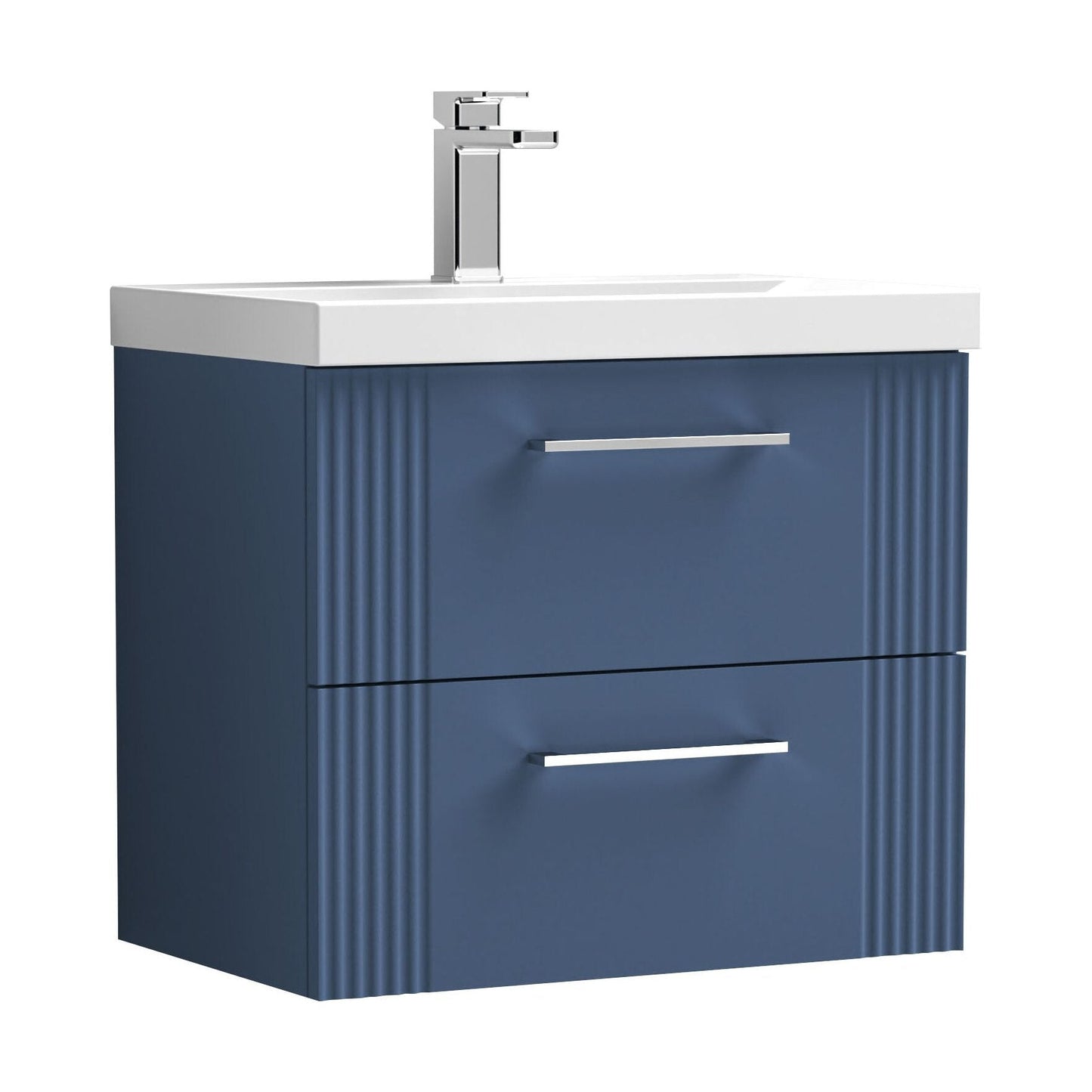 [BFPF393A] Belvide Partial Fluted 2 Drawer Wall Hung Vanity Unit with Mid-Edge 1 Tap Hole Ceramic Basin - Cutout