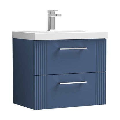 [BFPF393A] Belvide Partial Fluted 2 Drawer Wall Hung Vanity Unit with Mid-Edge 1 Tap Hole Ceramic Basin - Cutout