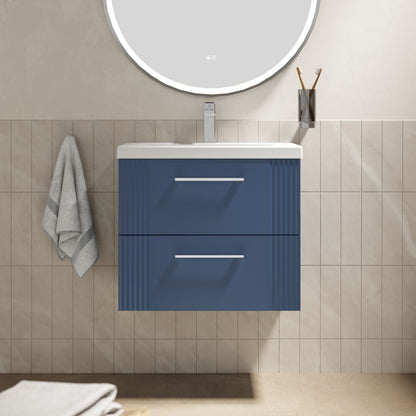 [BFPF393A] Belvide Partial Fluted 2 Drawer Wall Hung Vanity Unit with Mid-Edge 1 Tap Hole Ceramic Basin - Lifestyle 1