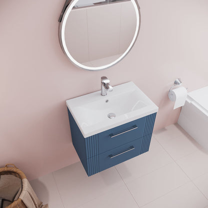 [BFPF393A] Belvide Partial Fluted 2 Drawer Wall Hung Vanity Unit with Mid-Edge 1 Tap Hole Ceramic Basin - Lifestyle 2