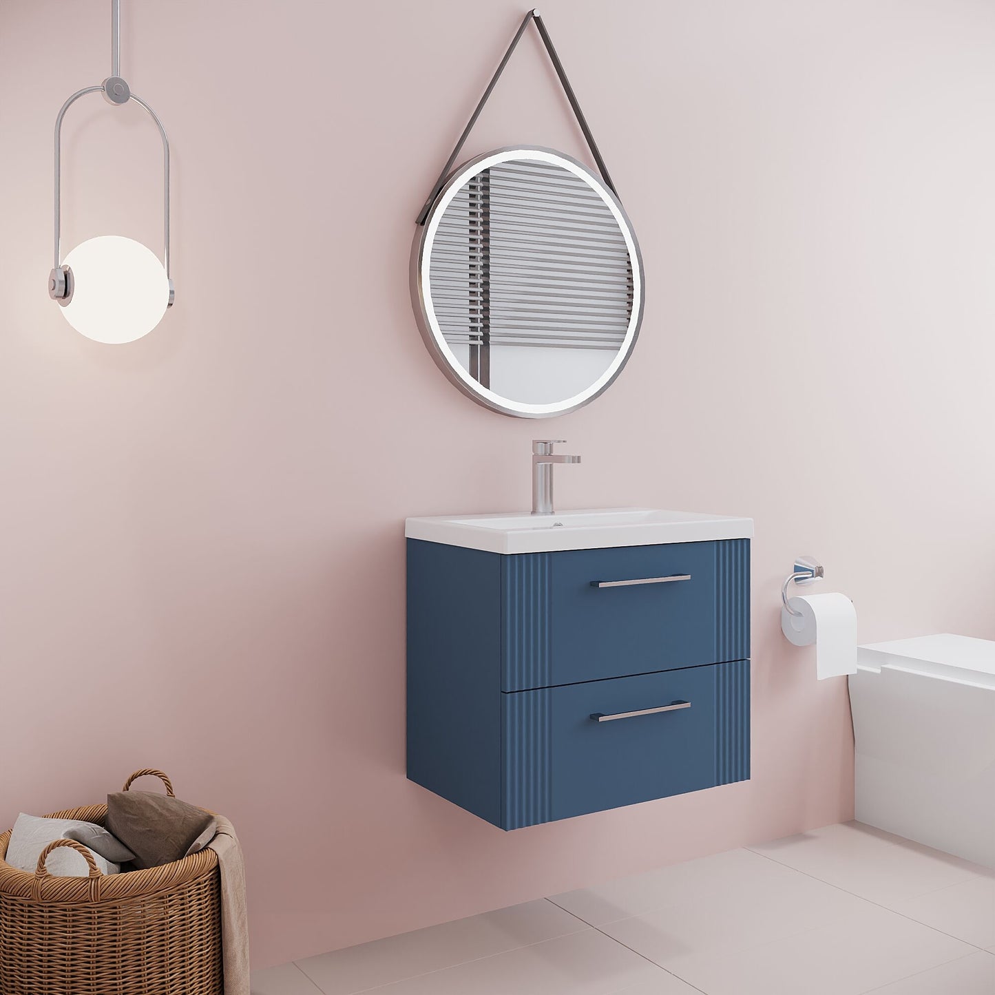 [BFPF393A] Belvide Partial Fluted 2 Drawer Wall Hung Vanity Unit with Mid-Edge 1 Tap Hole Ceramic Basin - Lifestyle 3