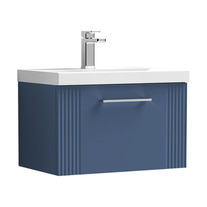 [BFPF394A] Belvide Partial Fluted 1 Drawer Wall Hung Vanity Unit with Mid-Edge 1 Tap Hole Ceramic Basin - Cutout
