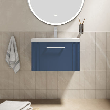 [BFPF394A] Belvide Partial Fluted 1 Drawer Wall Hung Vanity Unit with Mid-Edge 1 Tap Hole Ceramic Basin - Lifestyle 1