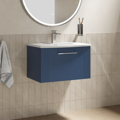 [BFPF394G] Belvide Retro Partial Fluted 1 Drawer Wall Hung Vanity Unit with Colour Coordinating Worktop, Choice of Size and Colour - Lifestyle 3