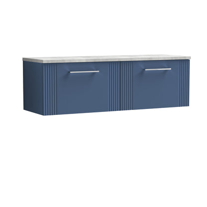 [BFPF394LBG2] Belvide Retro Partial Fluted 1 Drawer Wall Hung Vanity Unit with Bellato Grey Laminate Worktop, Choice of Colour - Cutout