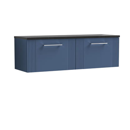 [BFPF394LSB2] Belvide Retro Partial Fluted 1 Drawer Wall Hung Vanity Unit with Sparkling Black Laminate Worktop, Choice of Colour - Cutout