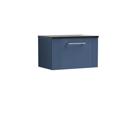 [BFPF394LSB] Belvide Retro Partial Fluted 1 Drawer Wall Hung Vanity Unit with Sparkling Black Laminate Worktop, Choice of Size and Colour - Cutout