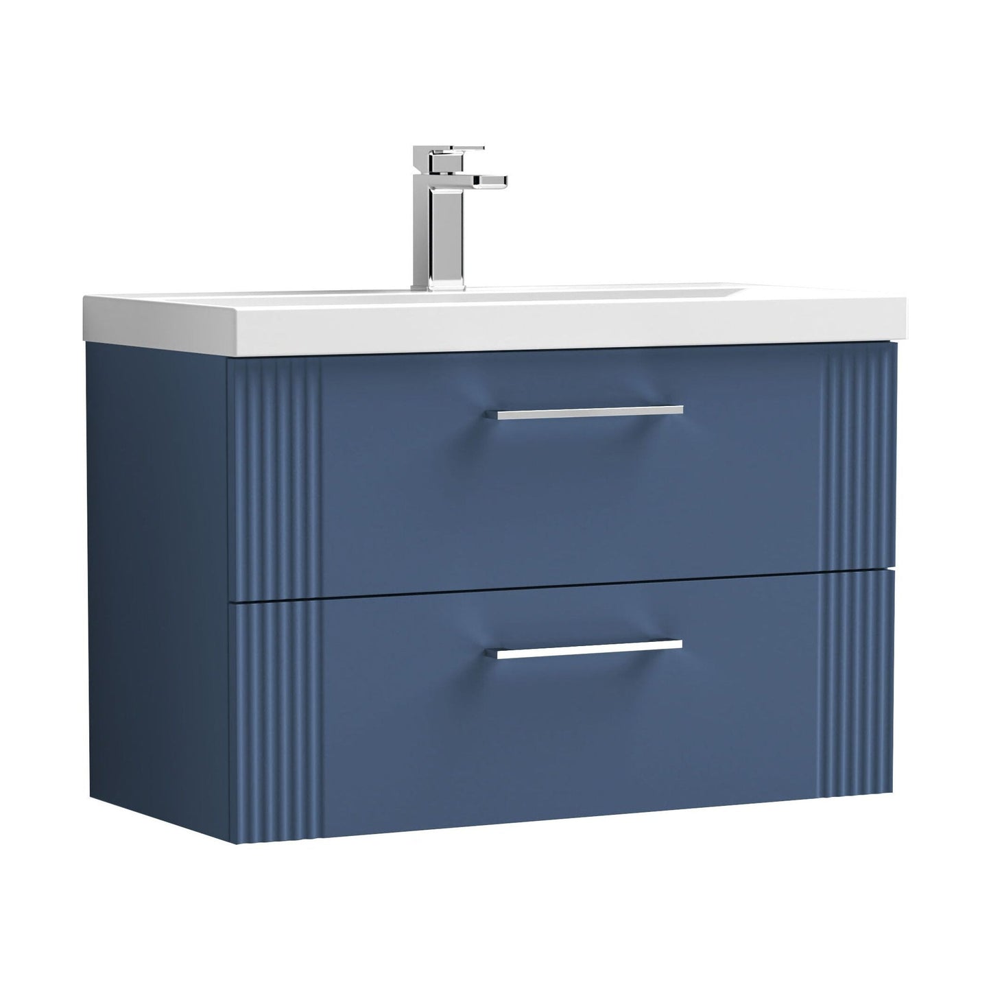 [BFPF395A] Belvide Partial Fluted 2 Drawer Wall Hung Vanity Unit with Mid-Edge 1 Tap Hole Ceramic Basin - Cutout